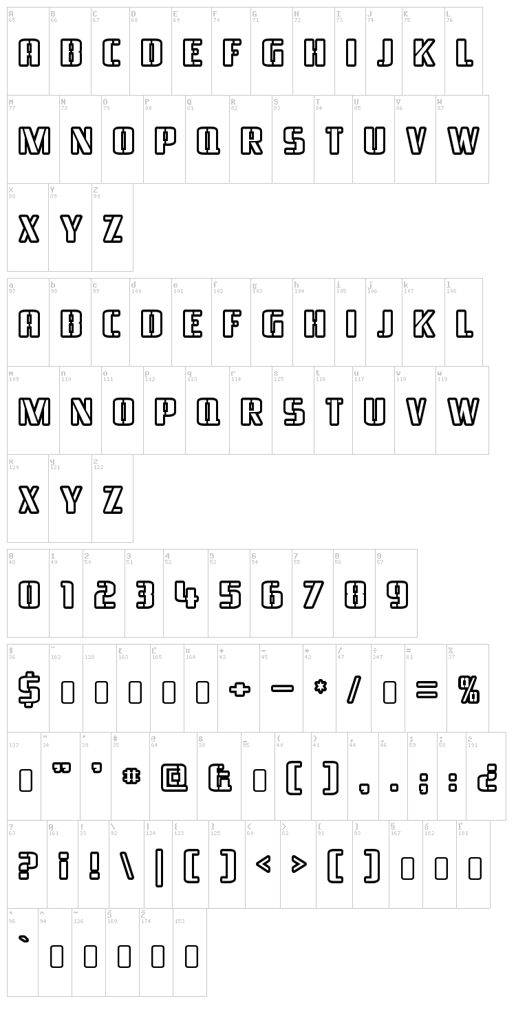 Braeside font map